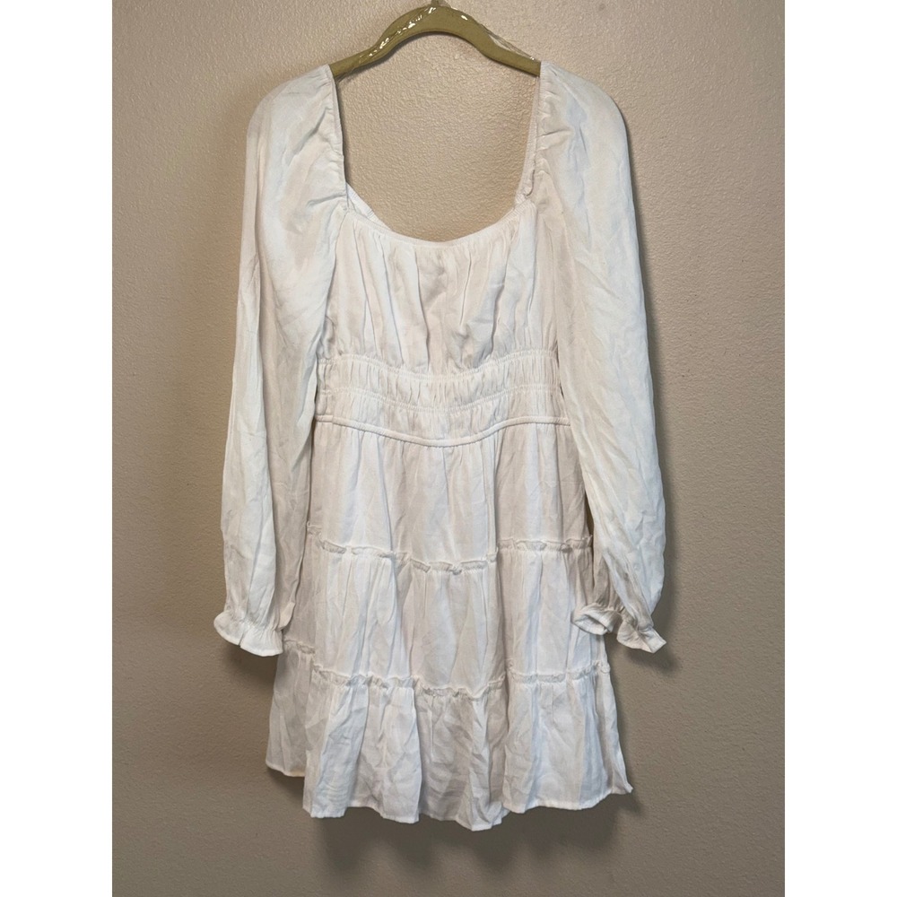 Altar'd State White Long Sleeve Smocked Mini Dress XL 26AH167HWI